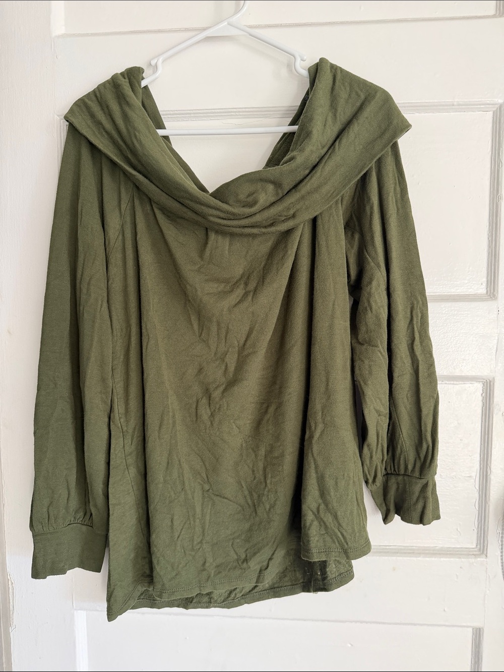 Caslon Olive Green Knit Top with Cowl Neck